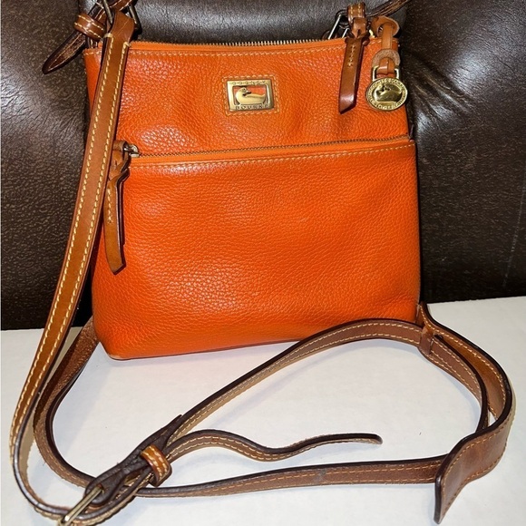 Dooney & Bourke Handbags - Dooney & Bourke Pumpkin Orange Dillen Letter Carrier Crossbody